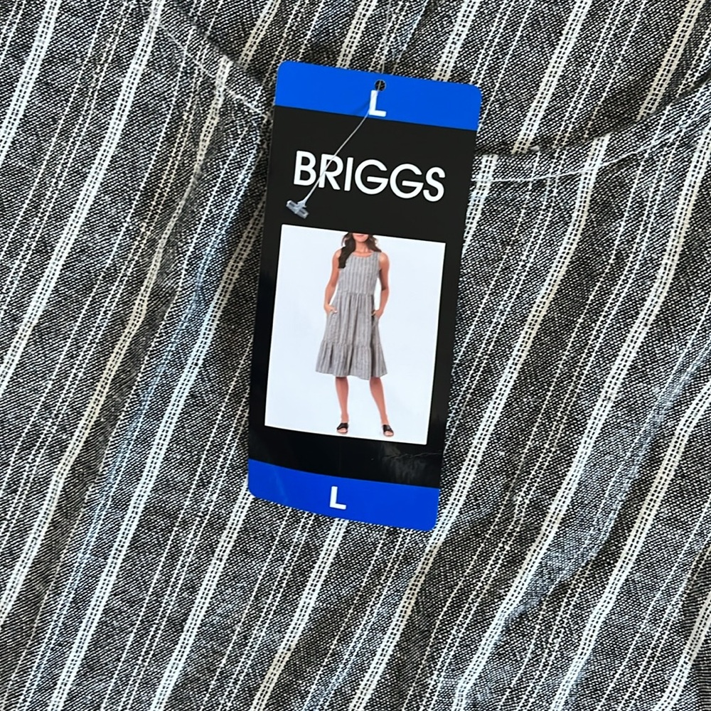 Briggs Ladies' Tiered Linen Blend Sleeveless Dress, Gray - Picture 4 of 8